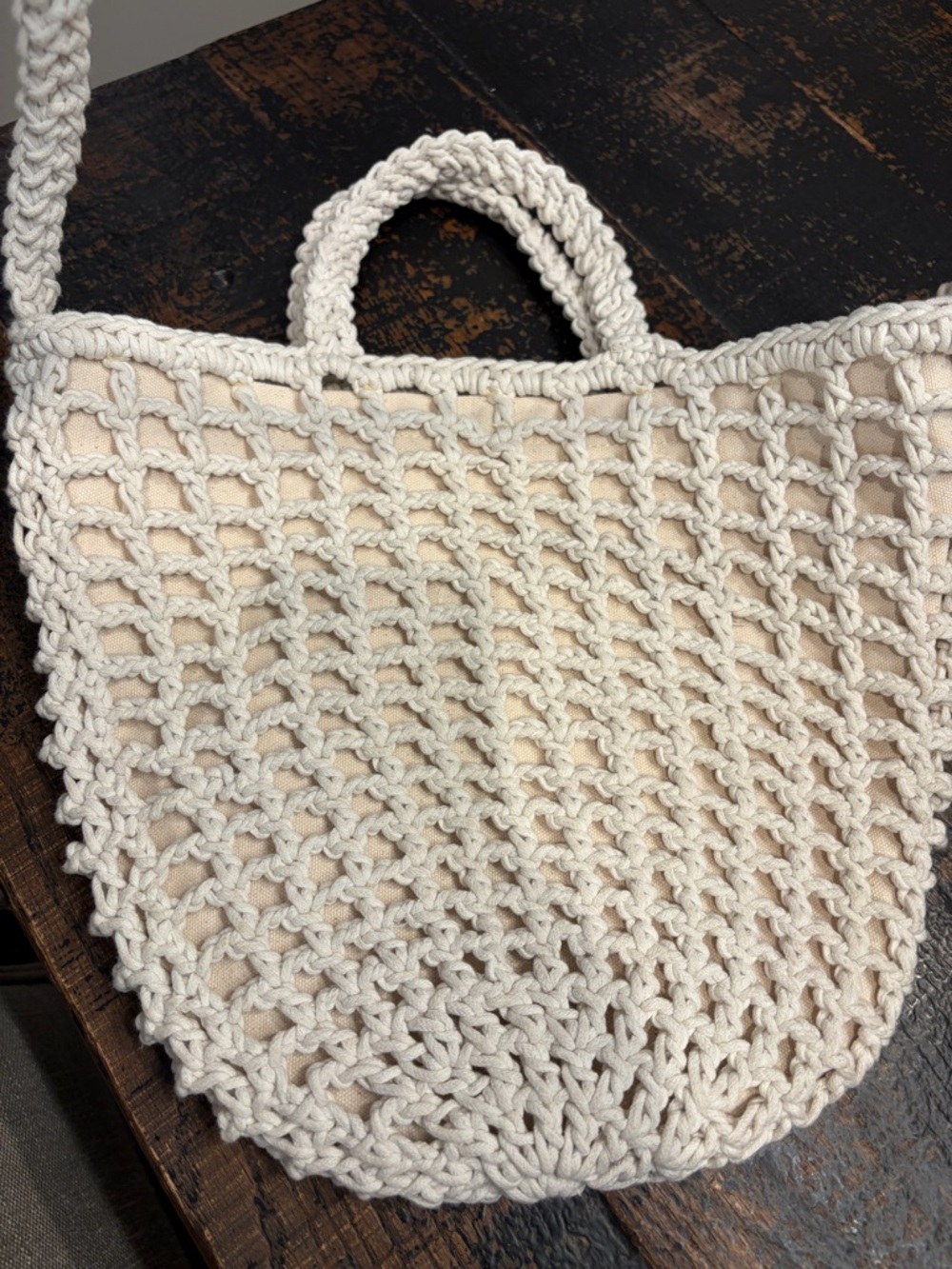 Madewell crochet rope bag / canvas lined like new - Picture 4 of 9